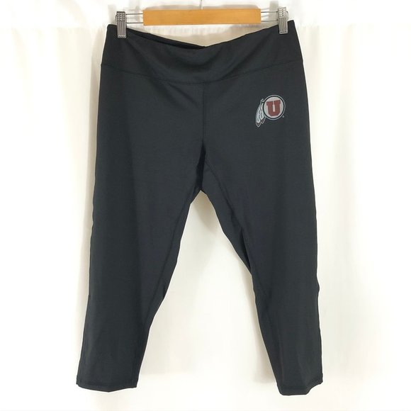 Utah Utes Womens Leggings Cropped Mesh Panel Black - Picture 1 of 5